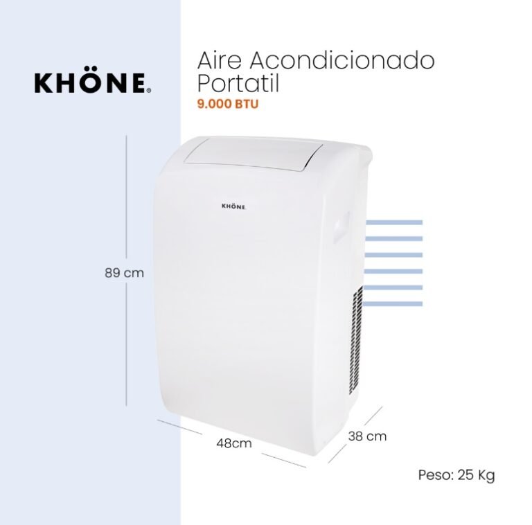 khone aire acondicionado portatil 9.000 btu